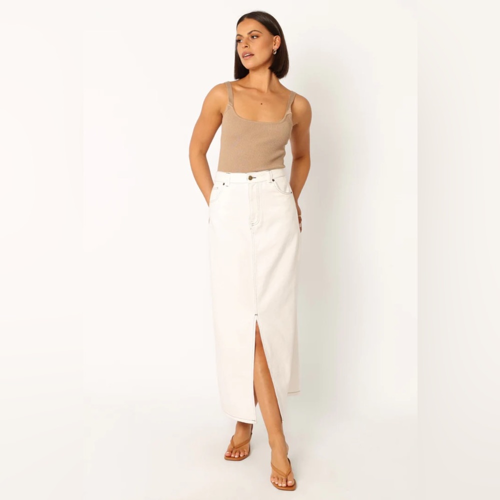Petal & Pup RANA DENIM MIDI SKIRT - WHITE